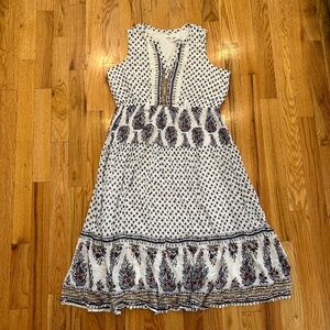 NEW NWT OLD NAVY white blue floral sleeveless tiered maxi dress size XXL 2XL